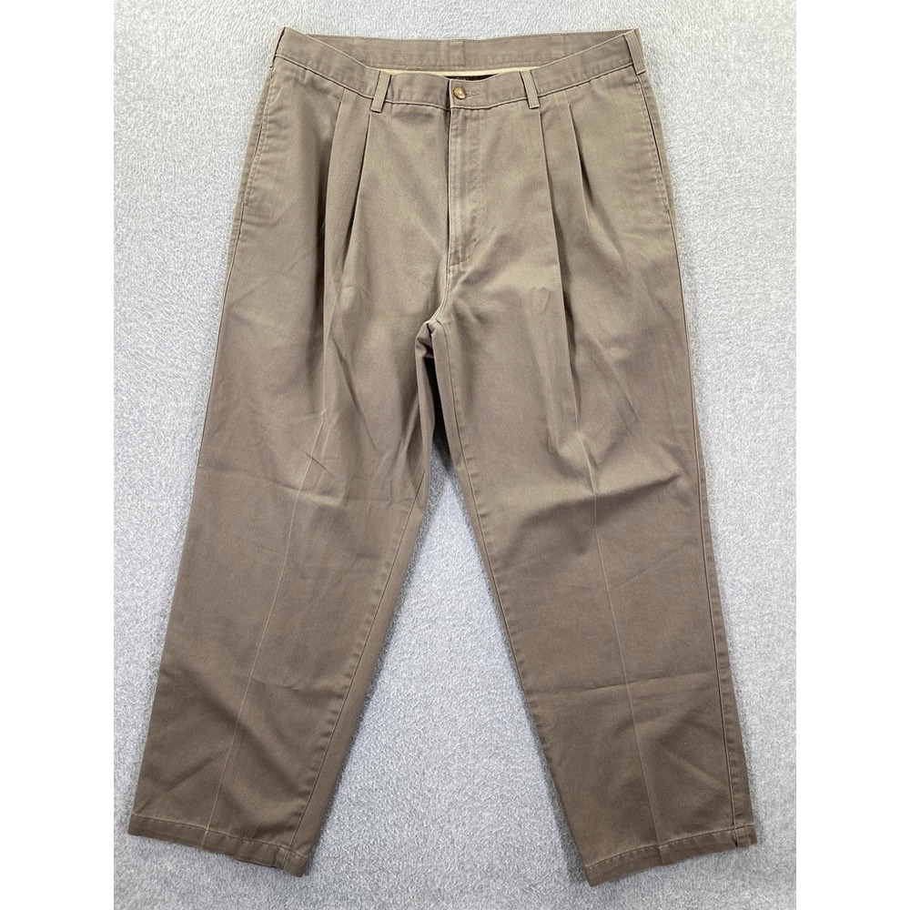 Duck Head Pleated Brown Chino Pants Men's 38x30 (Fits 35x29) Business Casual